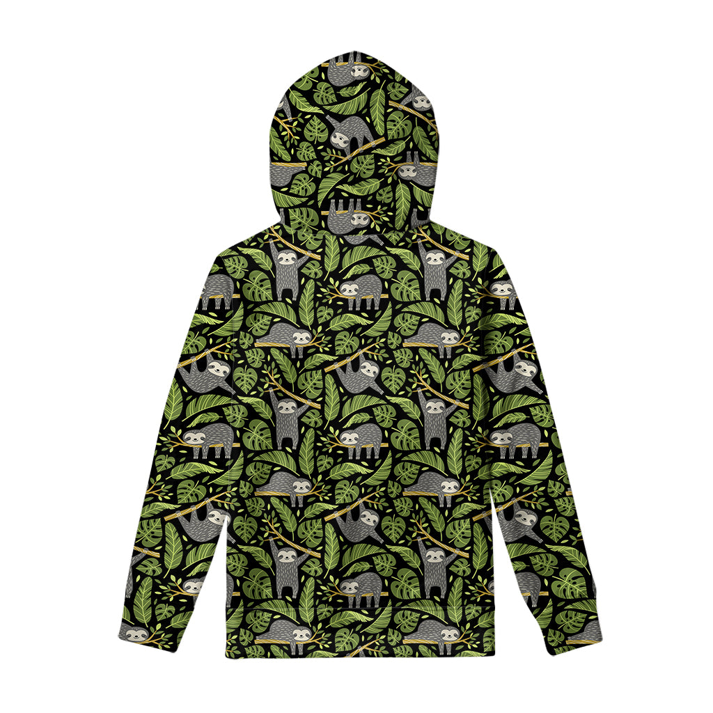 Tropical Sloth Pattern Print Pullover Hoodie