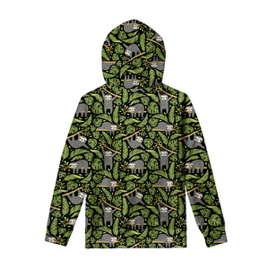 Tropical Sloth Pattern Print Pullover Hoodie