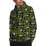 Tropical Sloth Pattern Print Pullover Hoodie