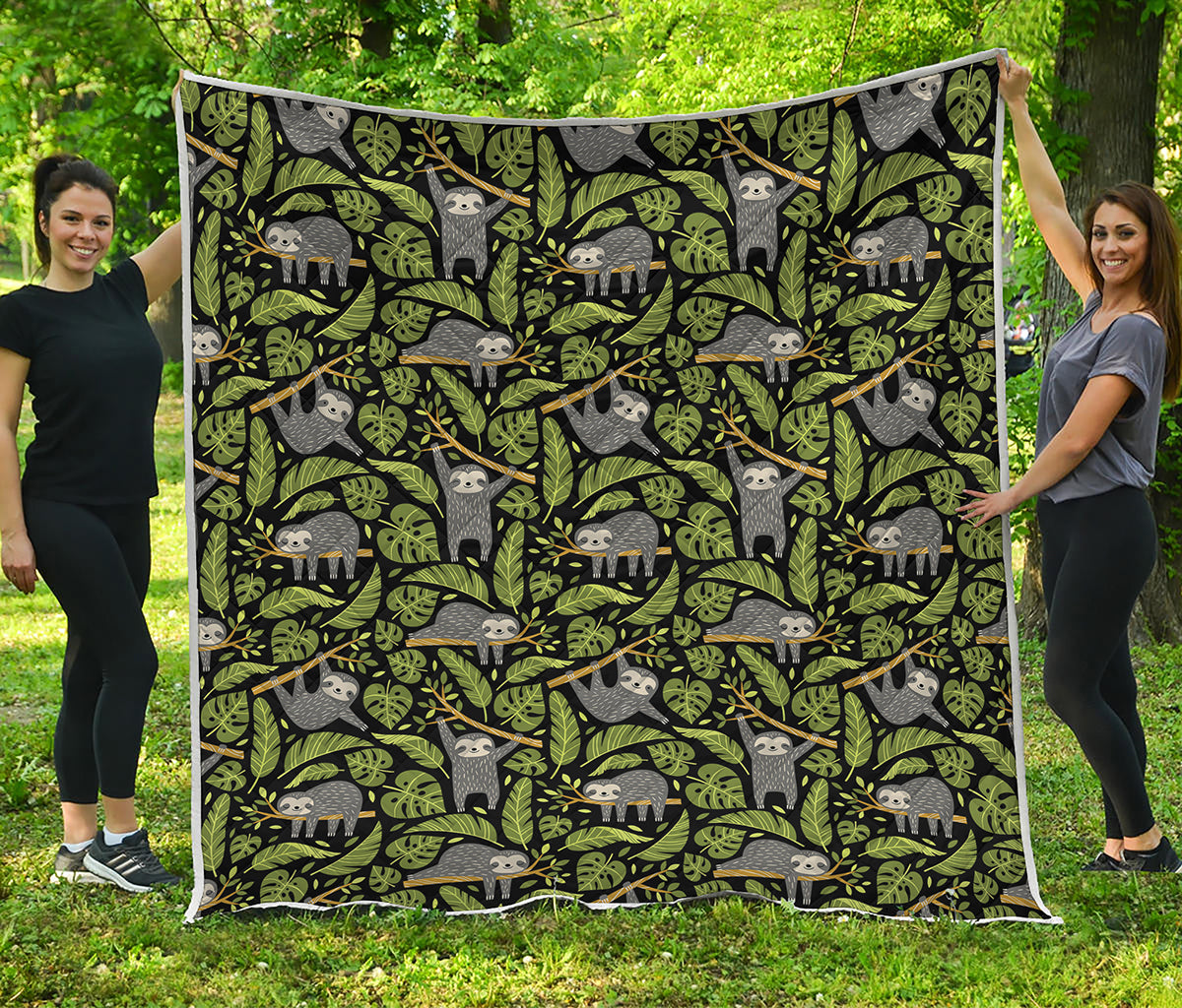 Tropical Sloth Pattern Print Quilt