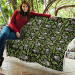 Tropical Sloth Pattern Print Quilt