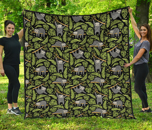 Tropical Sloth Pattern Print Quilt