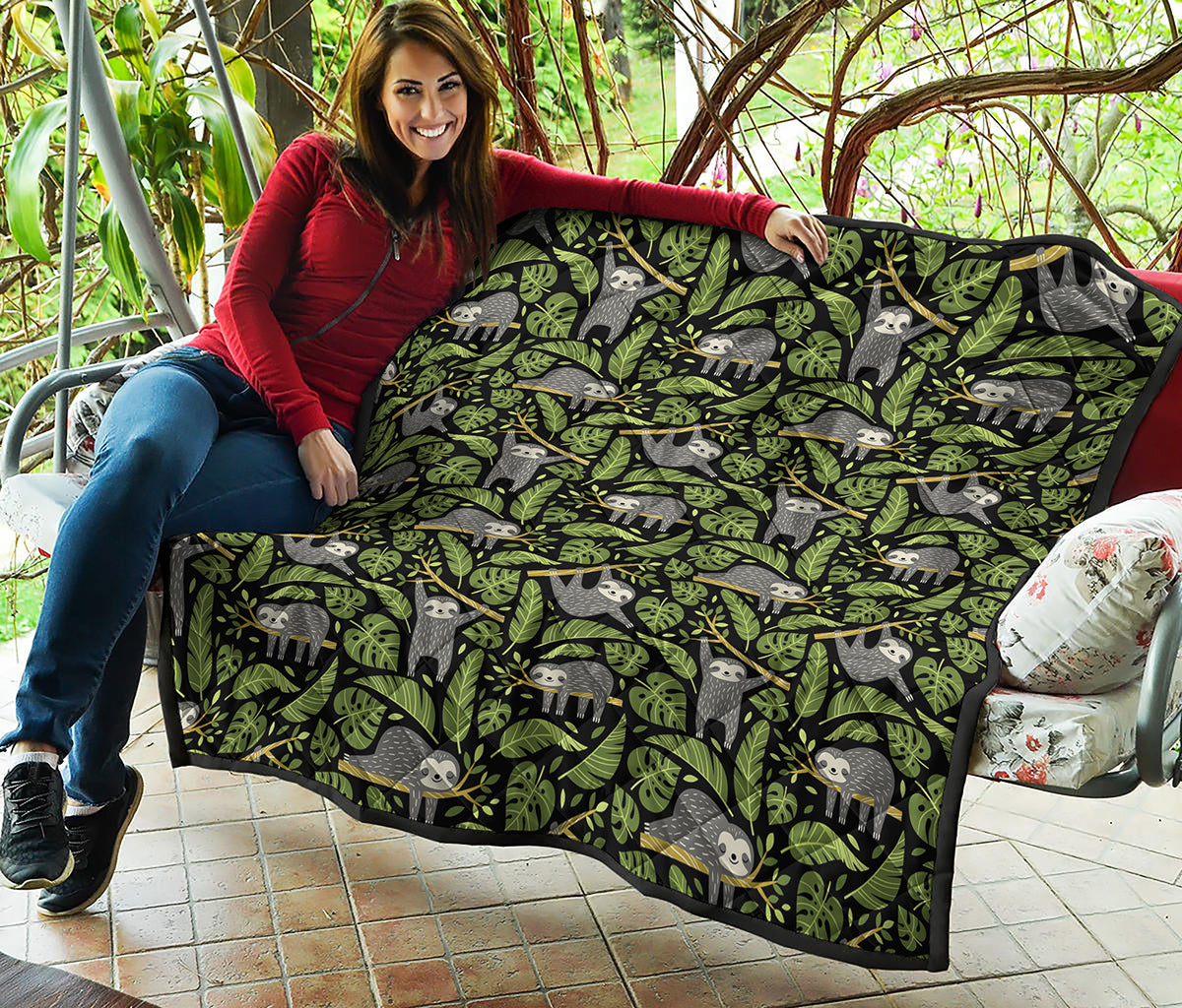 Tropical Sloth Pattern Print Quilt