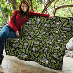 Tropical Sloth Pattern Print Quilt