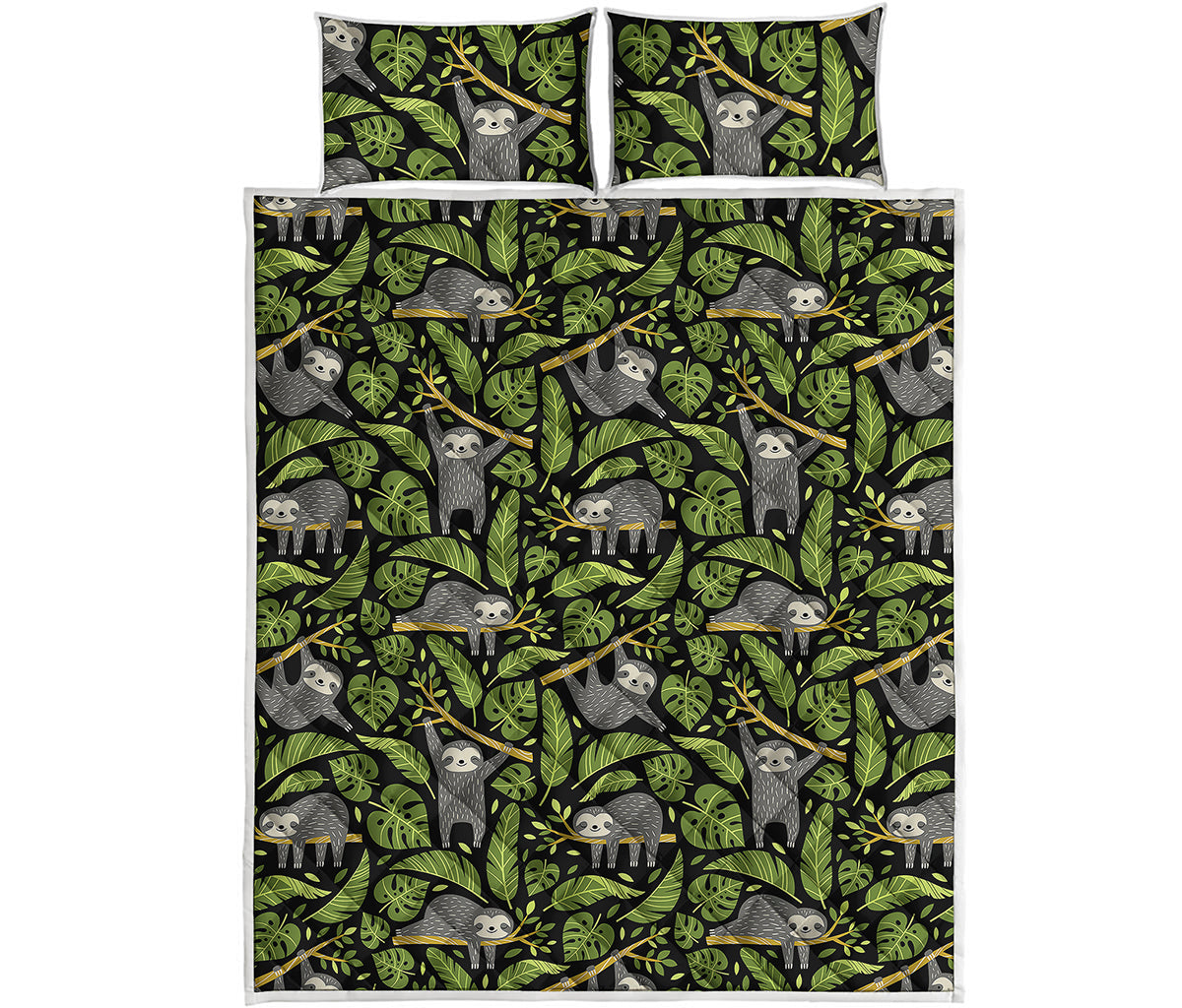 Tropical Sloth Pattern Print Quilt Bed Set