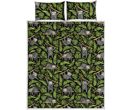 Tropical Sloth Pattern Print Quilt Bed Set
