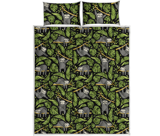 Tropical Sloth Pattern Print Quilt Bed Set