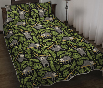 Tropical Sloth Pattern Print Quilt Bed Set