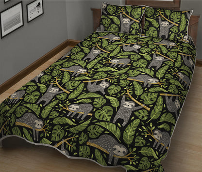 Tropical Sloth Pattern Print Quilt Bed Set