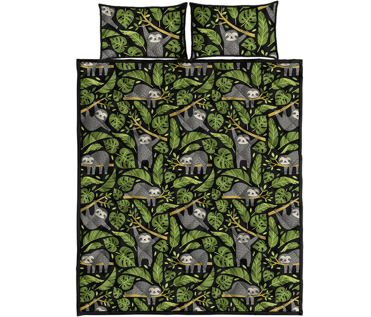 Tropical Sloth Pattern Print Quilt Bed Set