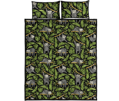 Tropical Sloth Pattern Print Quilt Bed Set