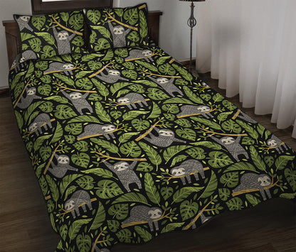 Tropical Sloth Pattern Print Quilt Bed Set