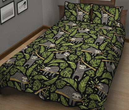 Tropical Sloth Pattern Print Quilt Bed Set