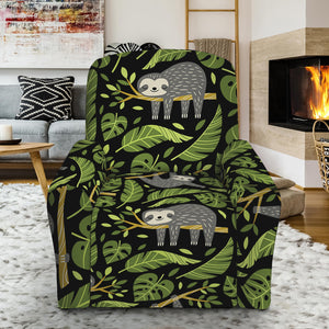 Tropical Sloth Pattern Print Recliner Slipcover