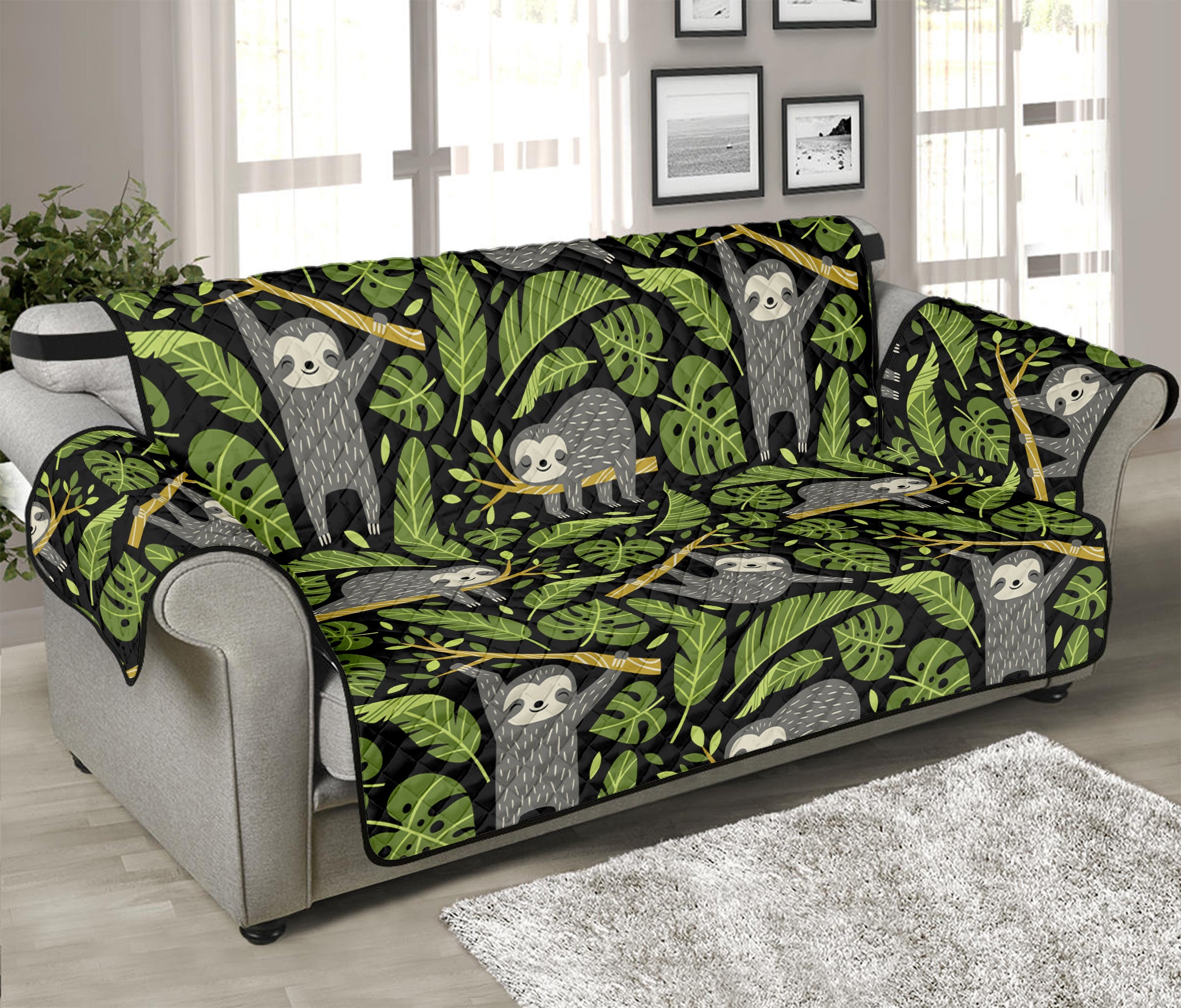 Tropical Sloth Pattern Print Sofa Protector