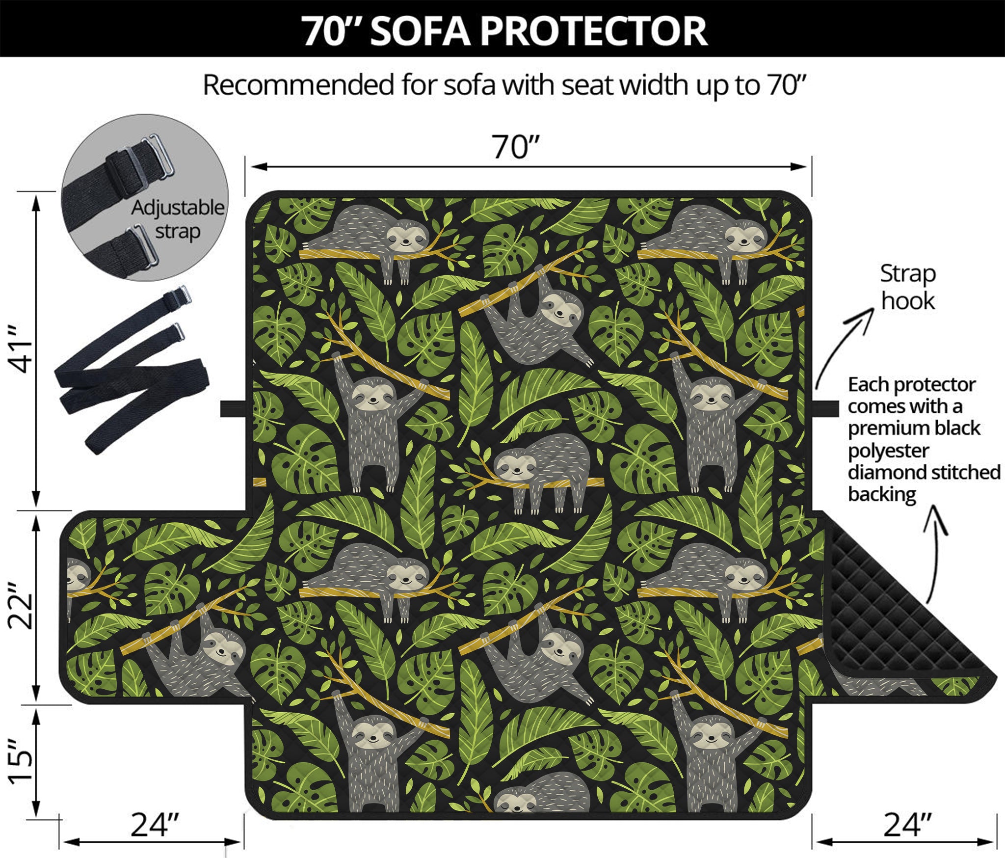 Tropical Sloth Pattern Print Sofa Protector