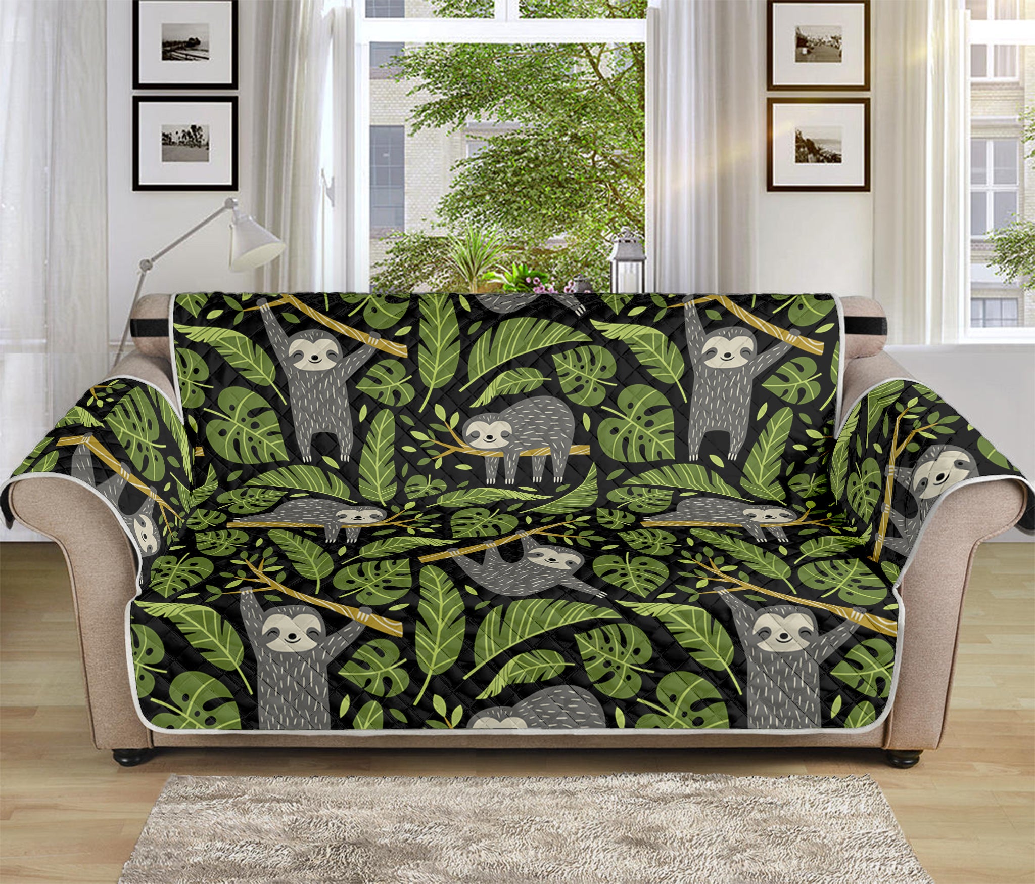 Tropical Sloth Pattern Print Sofa Protector