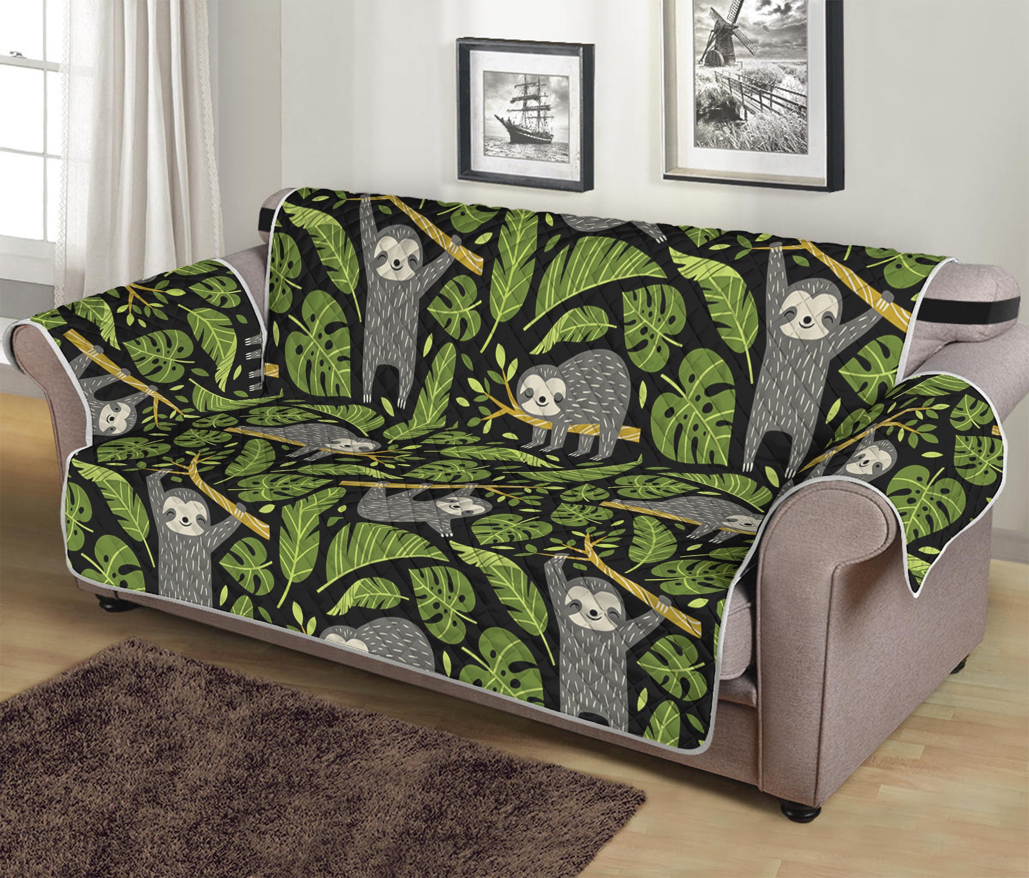 Tropical Sloth Pattern Print Sofa Protector