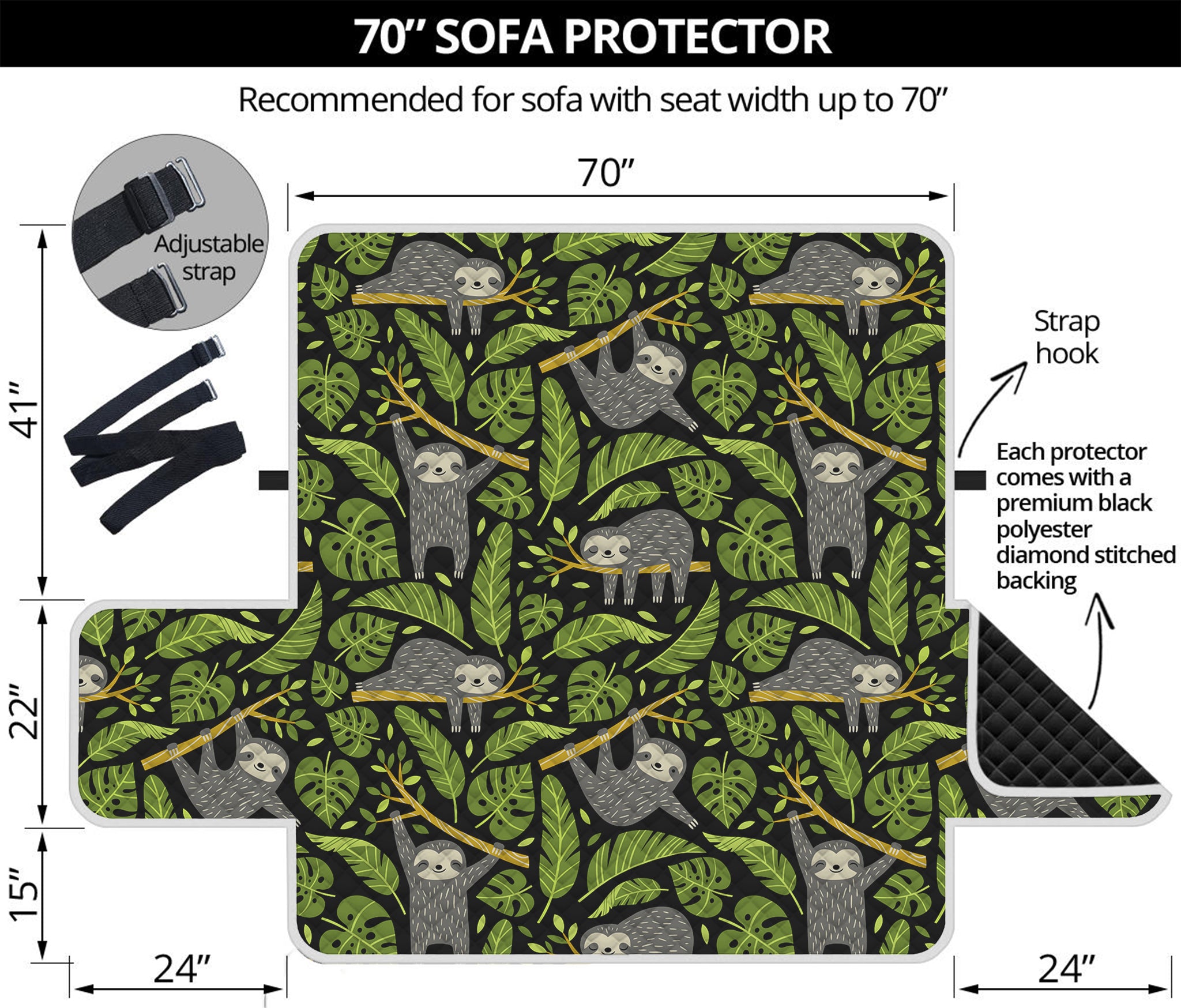 Tropical Sloth Pattern Print Sofa Protector