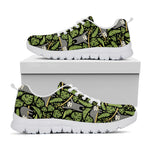 Tropical Sloth Pattern Print White Sneakers