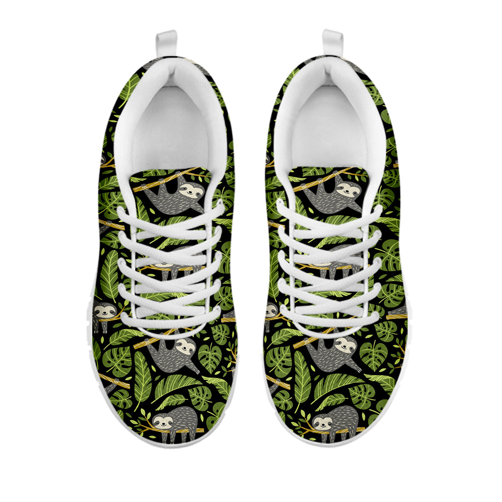 Tropical Sloth Pattern Print White Sneakers