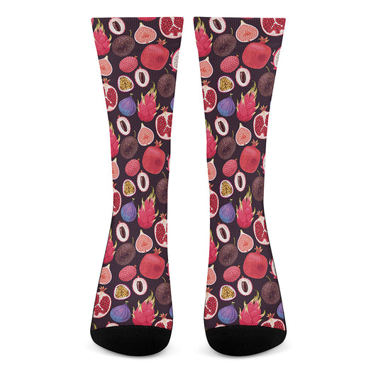 Tropical Summer Fruits Pattern Print Crew Socks