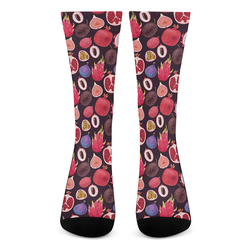 Tropical Summer Fruits Pattern Print Crew Socks