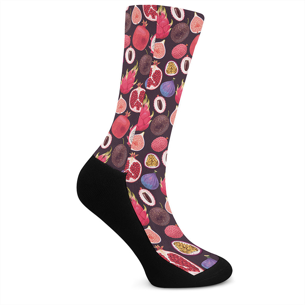 Tropical Summer Fruits Pattern Print Crew Socks