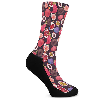 Tropical Summer Fruits Pattern Print Crew Socks