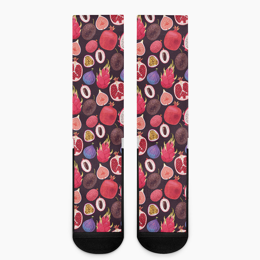 Tropical Summer Fruits Pattern Print Crew Socks