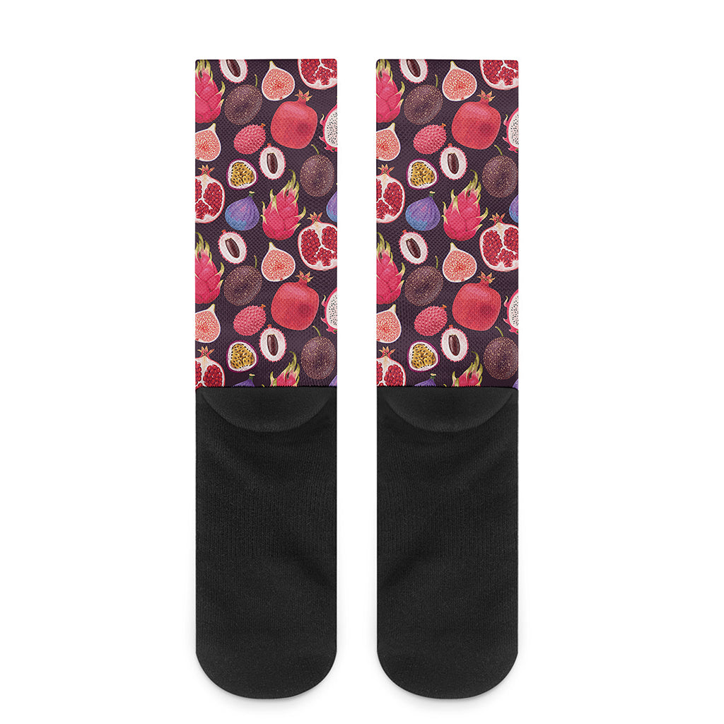 Tropical Summer Fruits Pattern Print Crew Socks