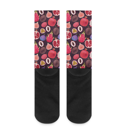 Tropical Summer Fruits Pattern Print Crew Socks
