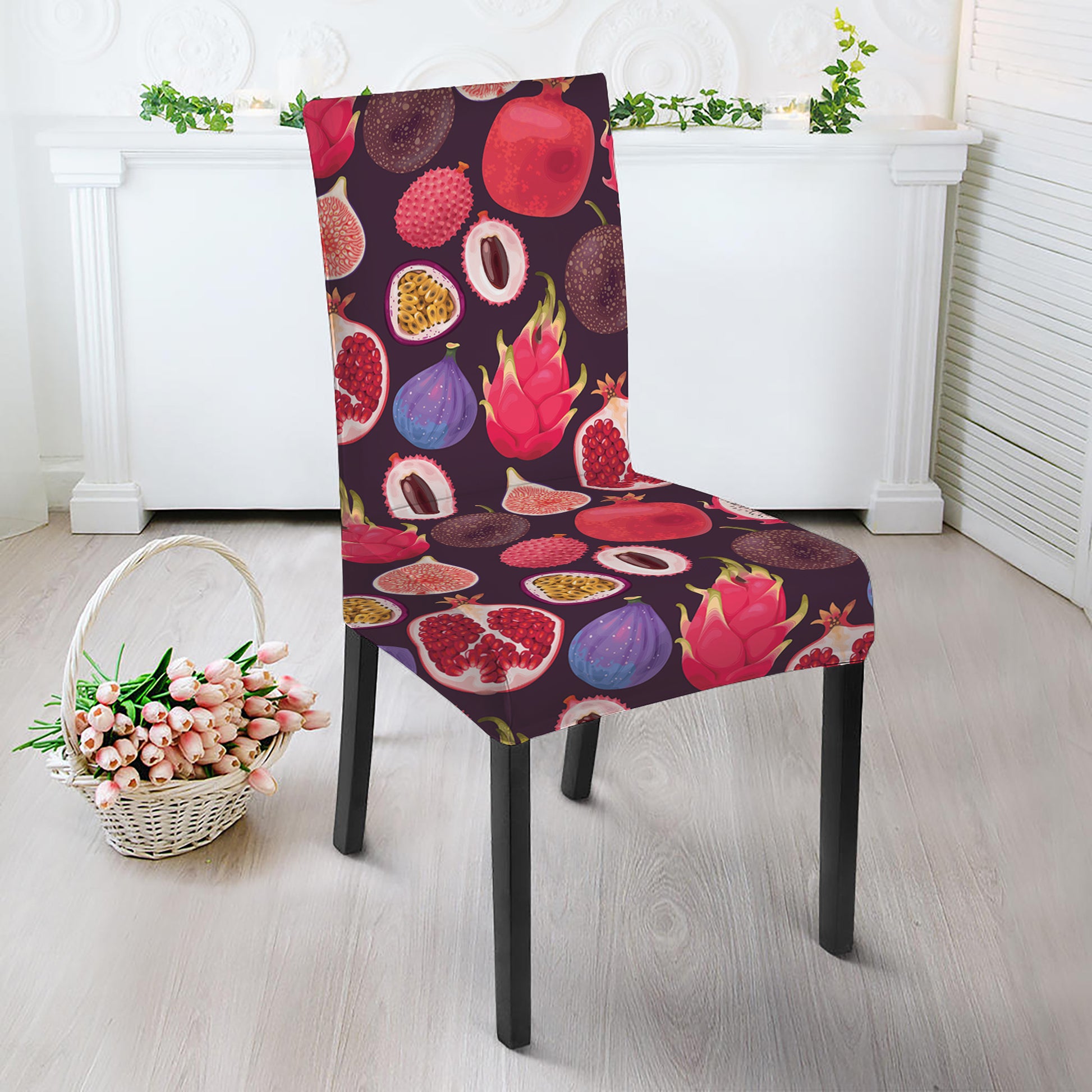 Tropical Summer Fruits Pattern Print Dining Chair Slipcover