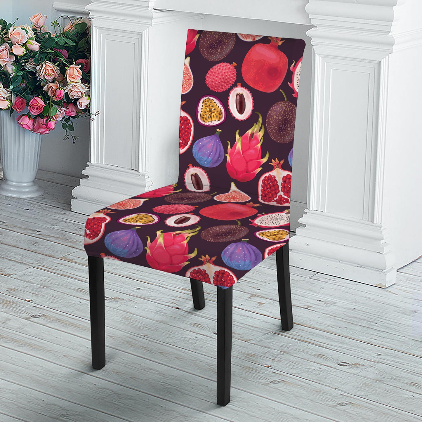 Tropical Summer Fruits Pattern Print Dining Chair Slipcover