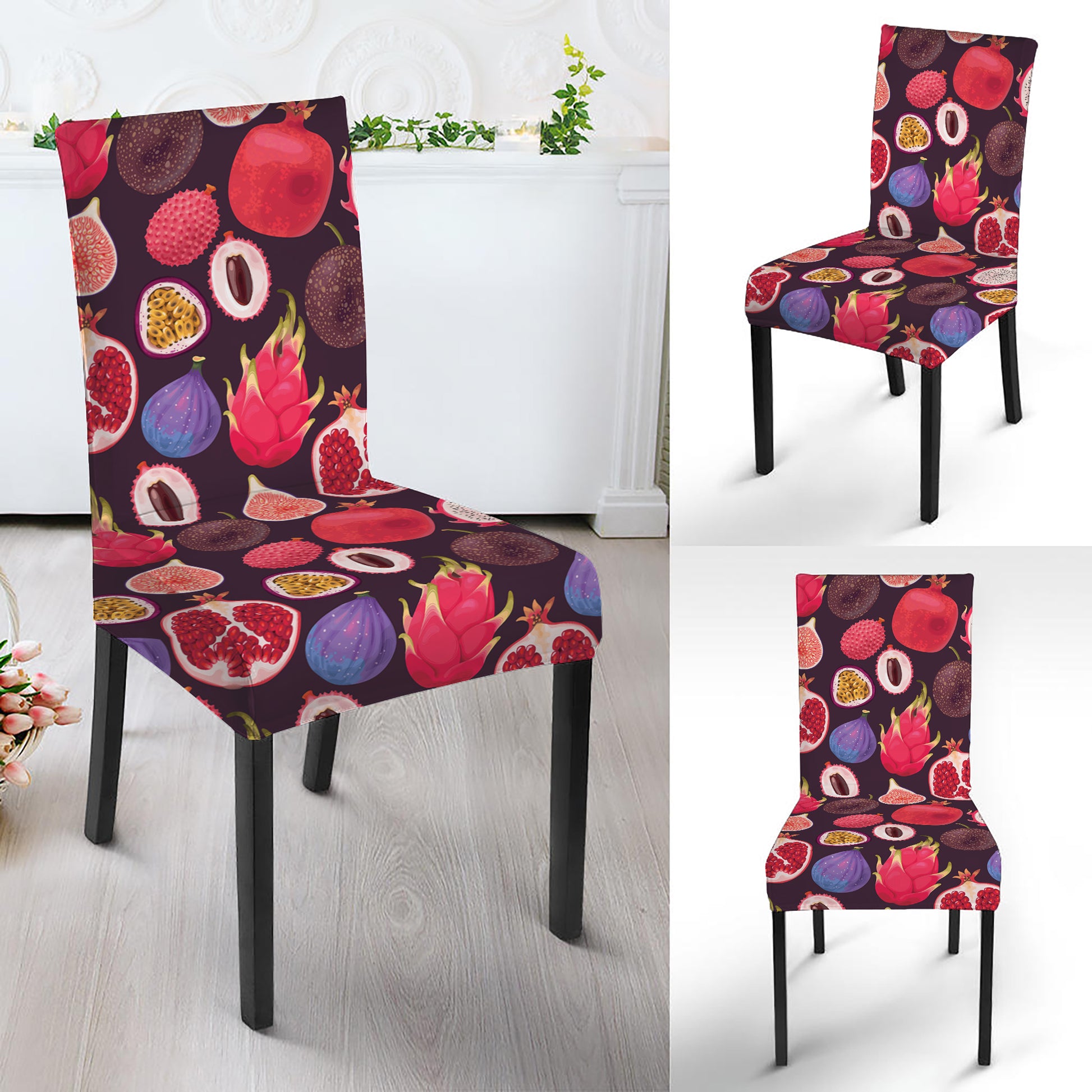 Tropical Summer Fruits Pattern Print Dining Chair Slipcover