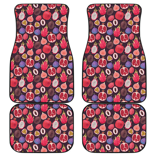 Tropical Summer Fruits Pattern Print Front and Back Car Floor Mats