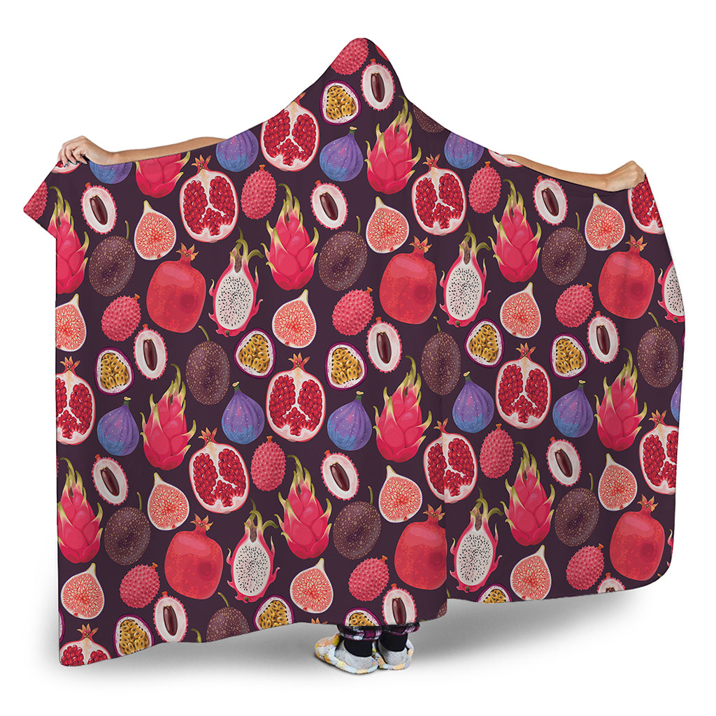 Tropical Summer Fruits Pattern Print Hooded Blanket