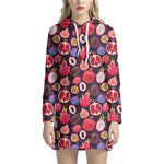 Tropical Summer Fruits Pattern Print Hoodie Dress