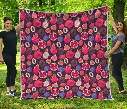 Tropical Summer Fruits Pattern Print Quilt