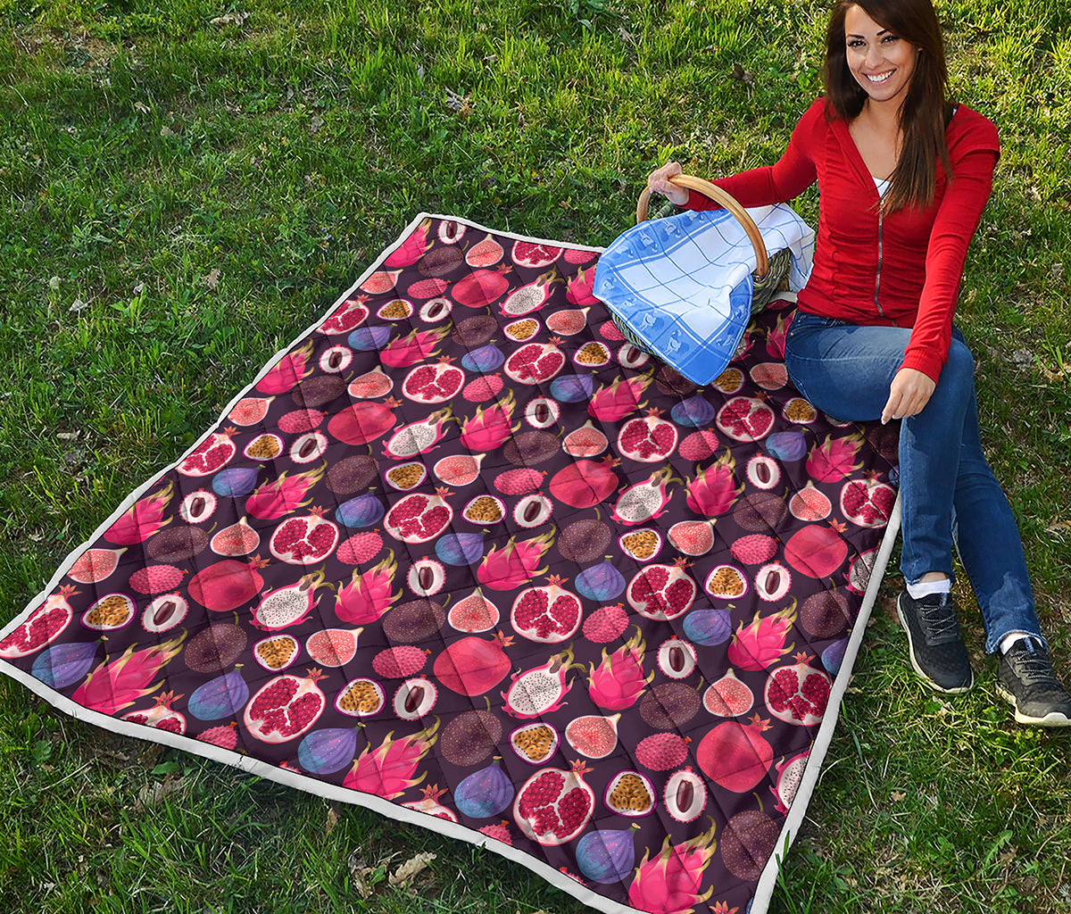 Tropical Summer Fruits Pattern Print Quilt