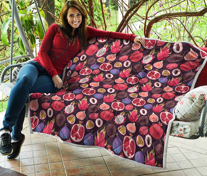 Tropical Summer Fruits Pattern Print Quilt