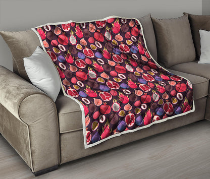 Tropical Summer Fruits Pattern Print Quilt