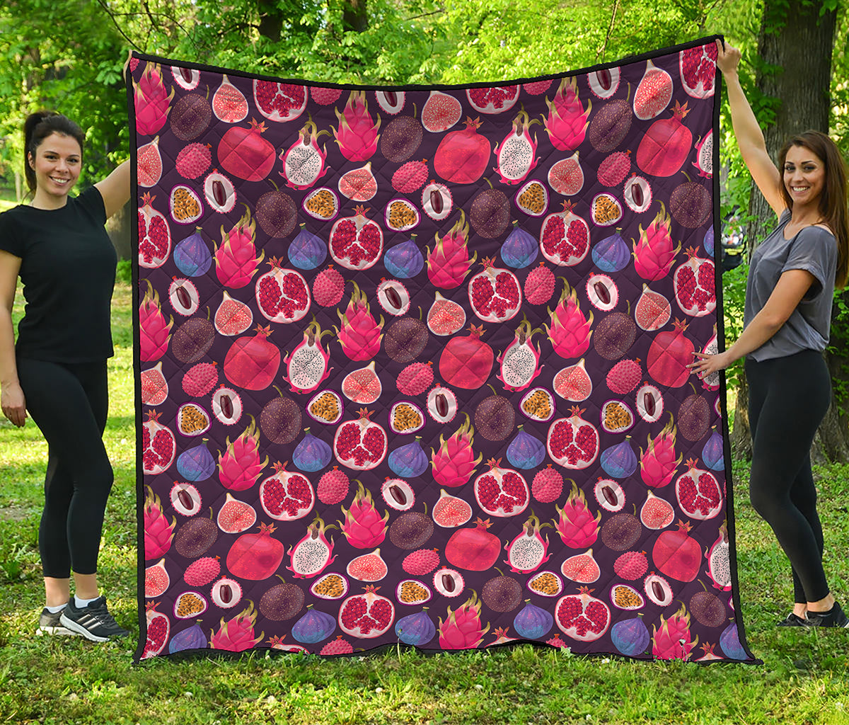 Tropical Summer Fruits Pattern Print Quilt