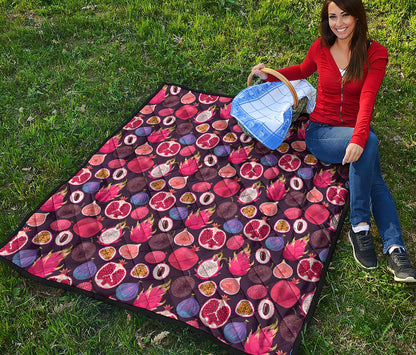 Tropical Summer Fruits Pattern Print Quilt