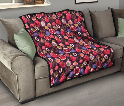 Tropical Summer Fruits Pattern Print Quilt