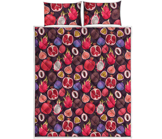 Tropical Summer Fruits Pattern Print Quilt Bed Set