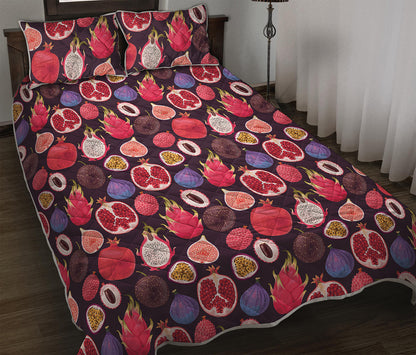 Tropical Summer Fruits Pattern Print Quilt Bed Set
