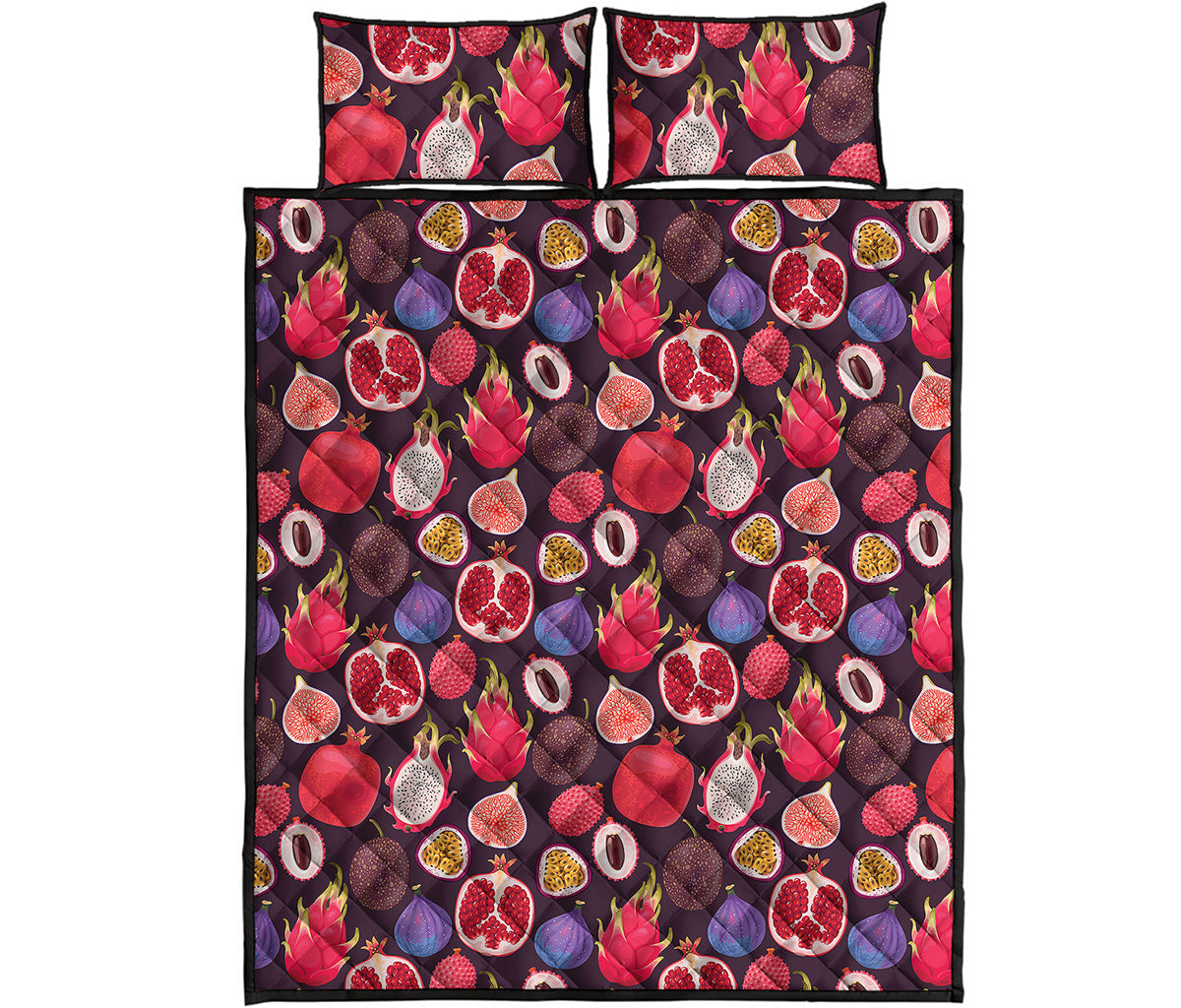 Tropical Summer Fruits Pattern Print Quilt Bed Set