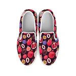 Tropical Summer Fruits Pattern Print White Slip On Shoes