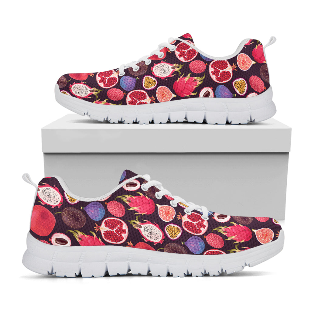 Tropical Summer Fruits Pattern Print White Sneakers